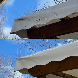 Nettoyage bâche de terrasse de mobil-home